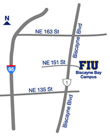 Map to Florida International University's Biscayne Bay Campus