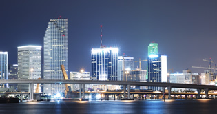 Miami skyline at night