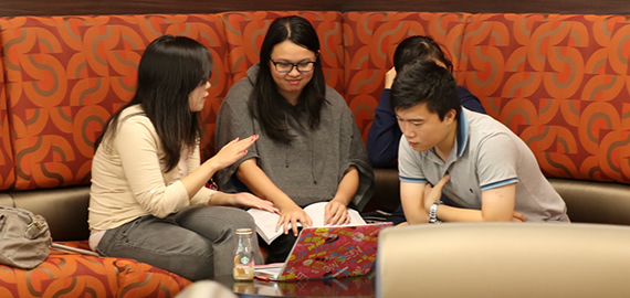 Study group meeting in the Carnival Student Center